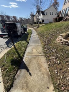Dirty concrete before a deep surface cleaning.