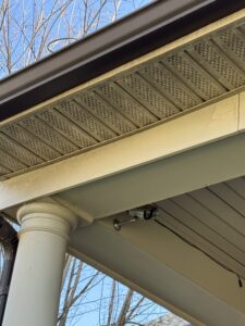 dirty fascia before a house soft washing service.