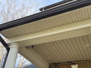 Clean fascia after a house soft washing service.