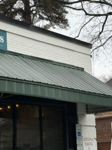 Awning before cleaning in Charlotte, NC.